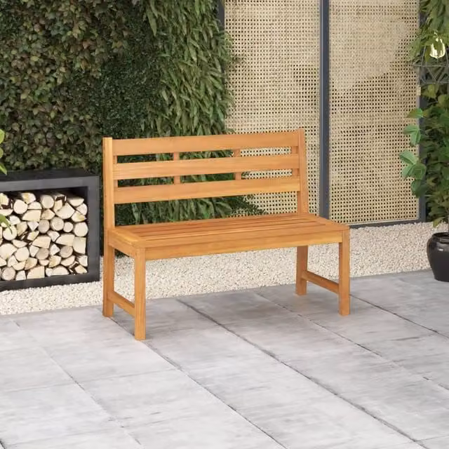 Berkfield Home Garden Bench in Brown Solid Teak Wood, Width: 114 cm – 1
