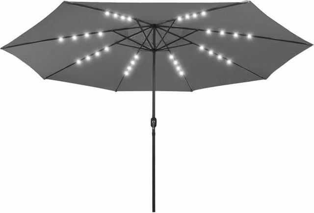 Berkfield Home Outdoor Parasol with LED Lights and Metal Pole, Anthracite Grey, Diameter: 400 cm – 1