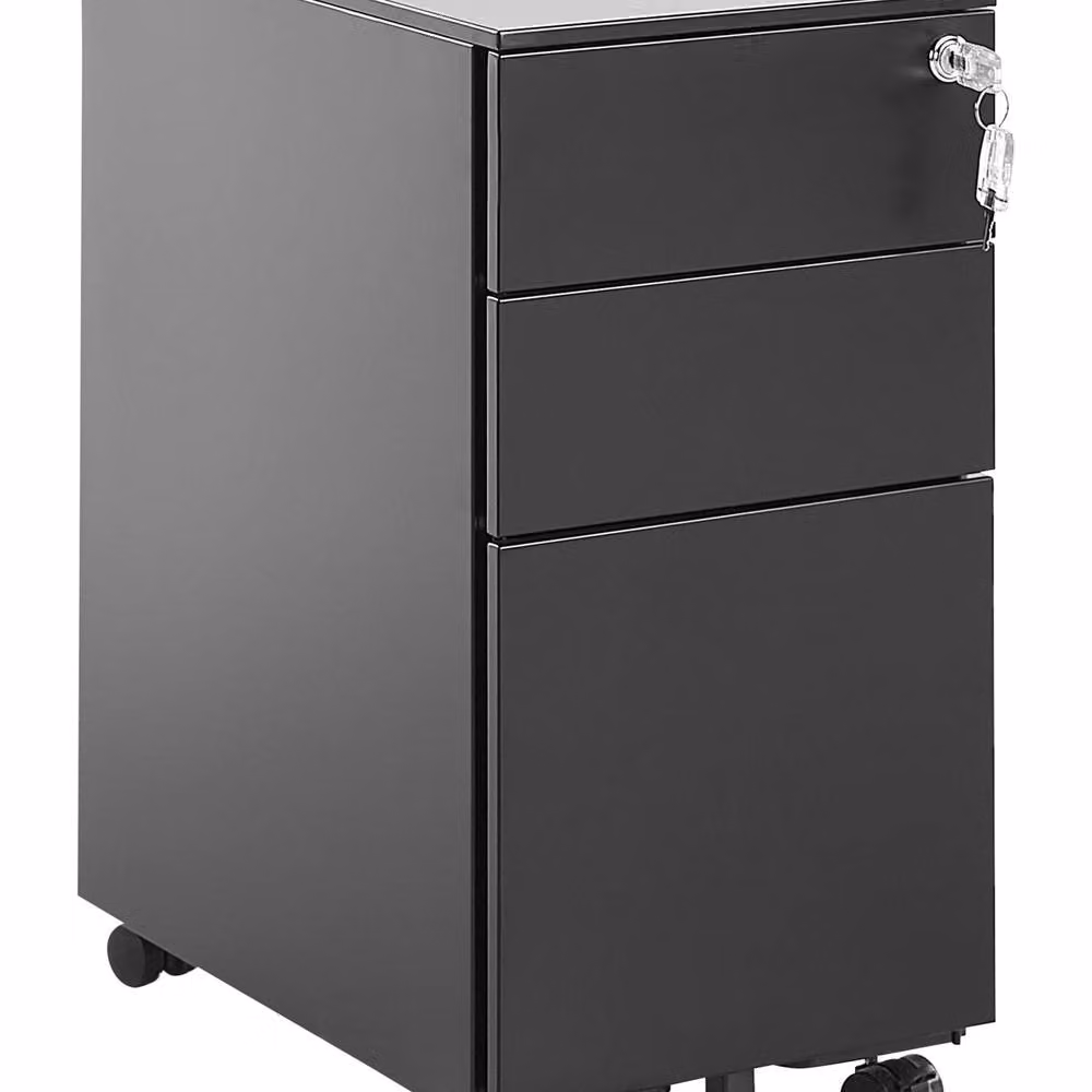 Wyld and Coco Premium Black Metal 3-Drawer Storage Cabinet with Key Lock and Castors – 2