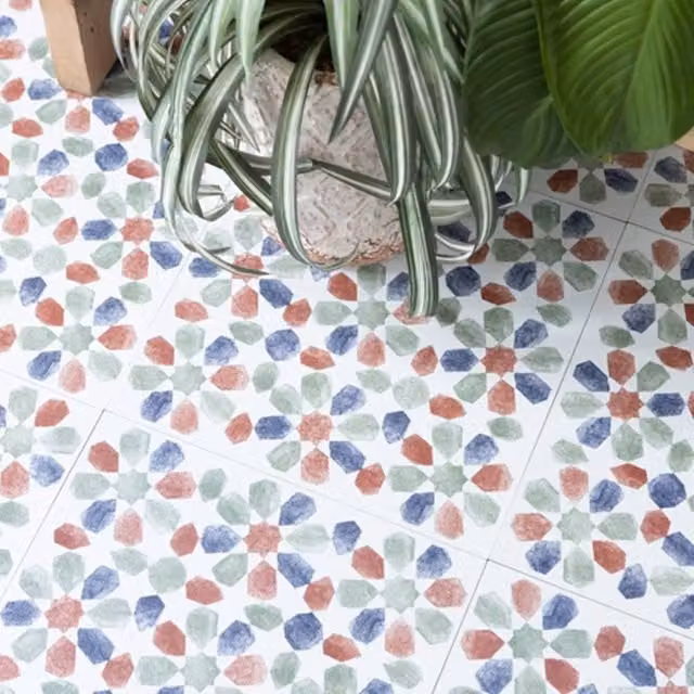 D-C-Fix Spanish Leaves Self Adhesive Vinyl Floor Tiles, Multicolour, Pack of 11, W/D/H: 30.48 x 30.48 x 30.48 cm