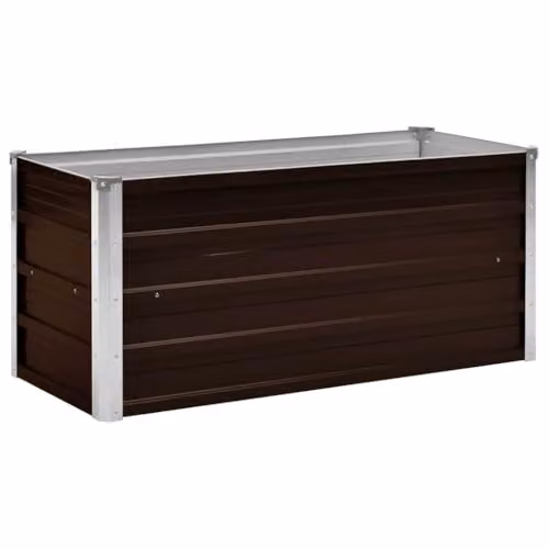 vidaXL Brown Galvanised Steel Raised Bed for Vegetable, Herb or Ornamental Gardens W: 100 cm, D: 40 cm, H: 45 cm – 1