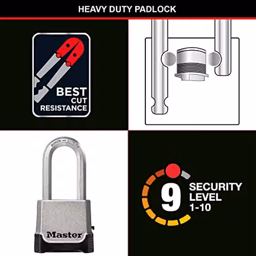 Master Lock Heavy Duty Zinc Combination Padlock in Silver or Grey – 3