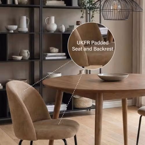 FWStyle Round Black Oak Dining Table and 4 Yellow Chairs Set, Diameter: 120 cm – 5