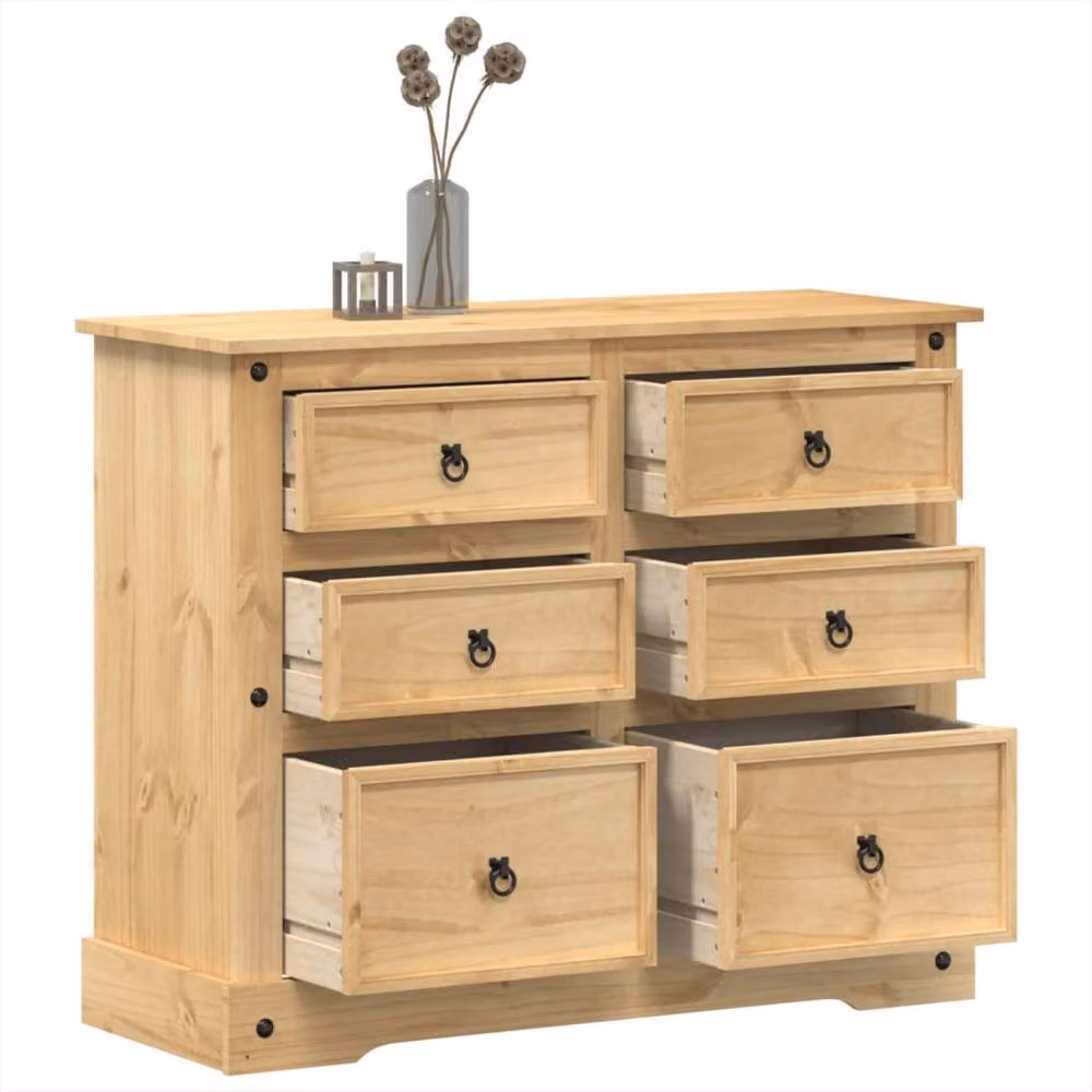 Berkfield Home Beautiful Corona Chest of Drawers in Light Brown Solid Pine Wood, W/D/H: 110 x 43 x 91 cm – 2