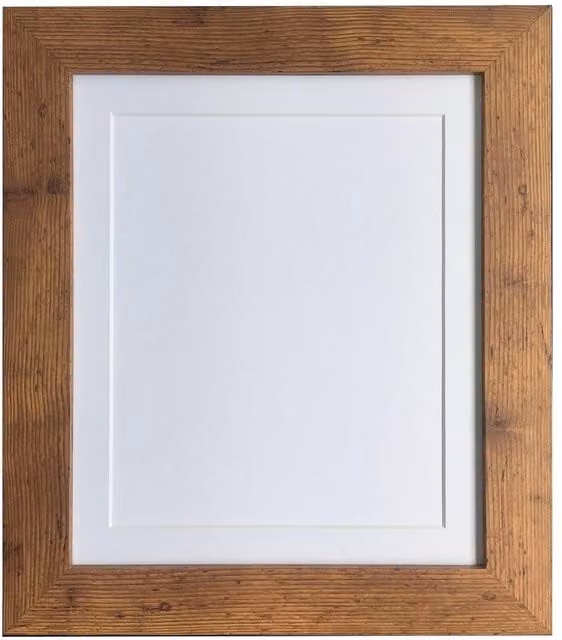 Frames & Mirrors 4U Metro Vintage Walnut Wood Frame with White Mount for 12 x 10 Inch Images