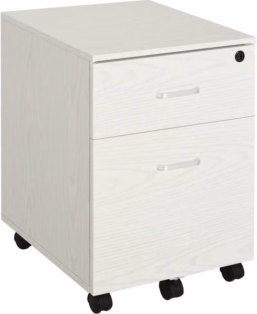 Rolipo 2-Drawer Lockable Mobile Filing Cabinet with Castors, White