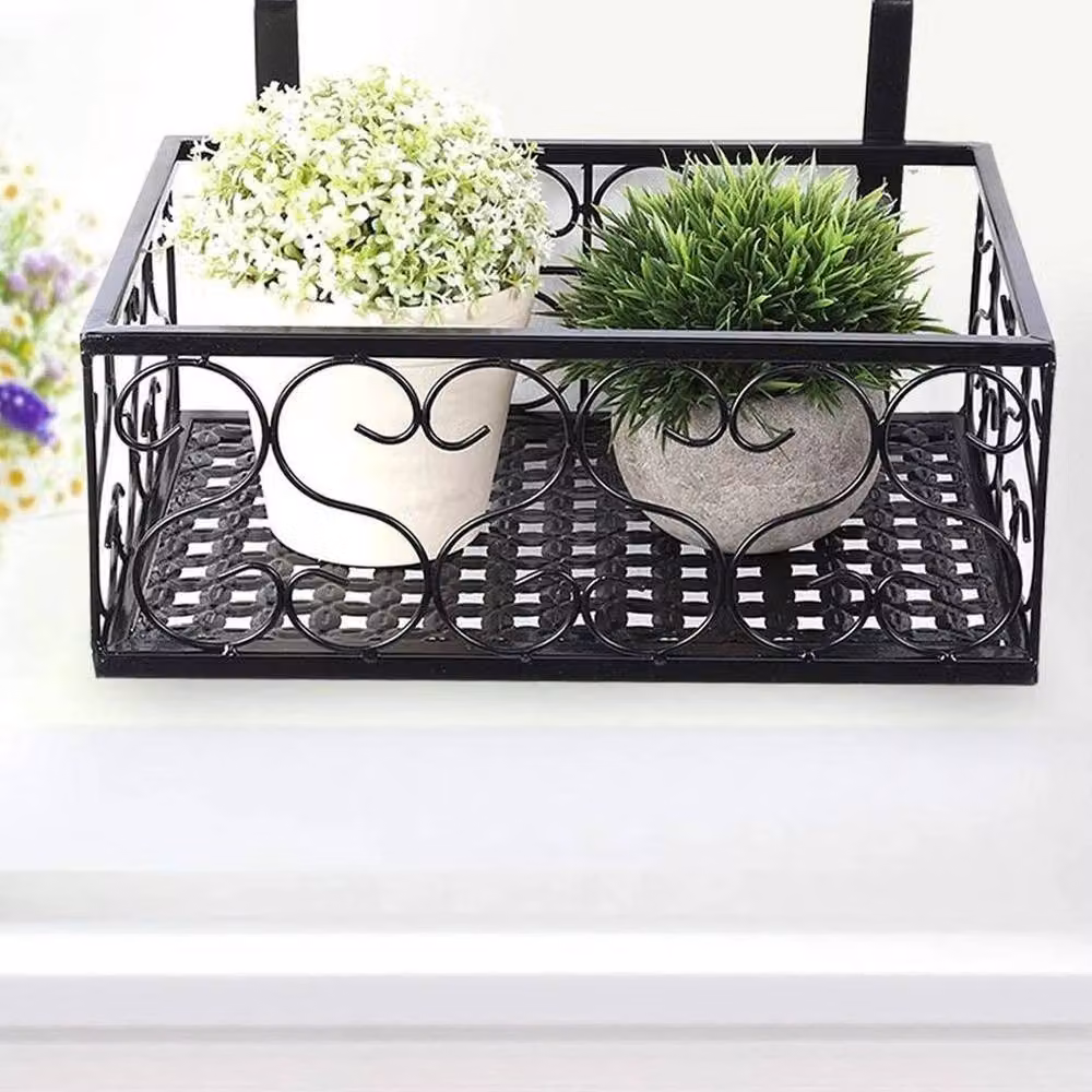 Kelvenix Black Metal Balcony Flower Rack Planter Window Box W/D/H: 80 x 20 x 12 cm – 2