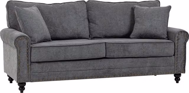 HOMCOM 2 Seater Fabric Sofa in Grey with Scatter Cushions and Rubberwood Frame – 1