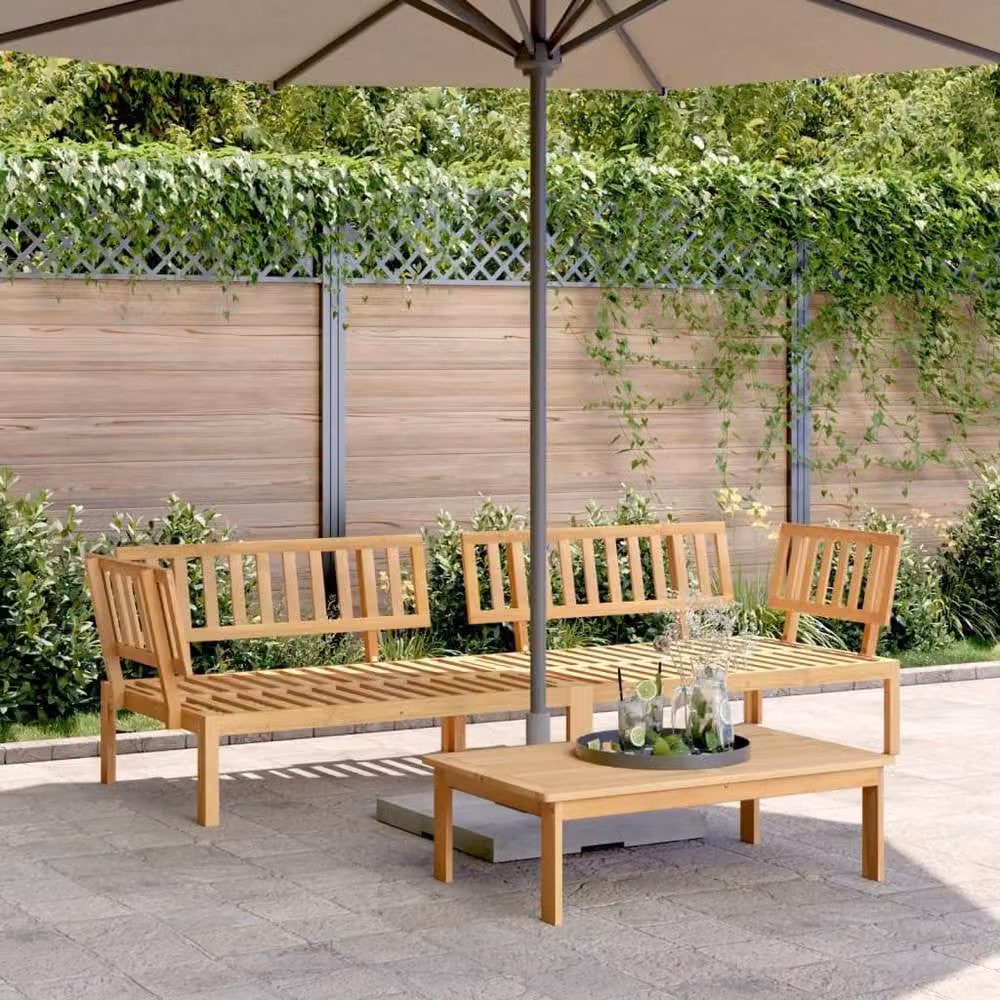 Berkfield Home L-Shape Garden Pallet Corner Sofa Set, 2 Pieces, Solid Brown Acacia Wood – 2