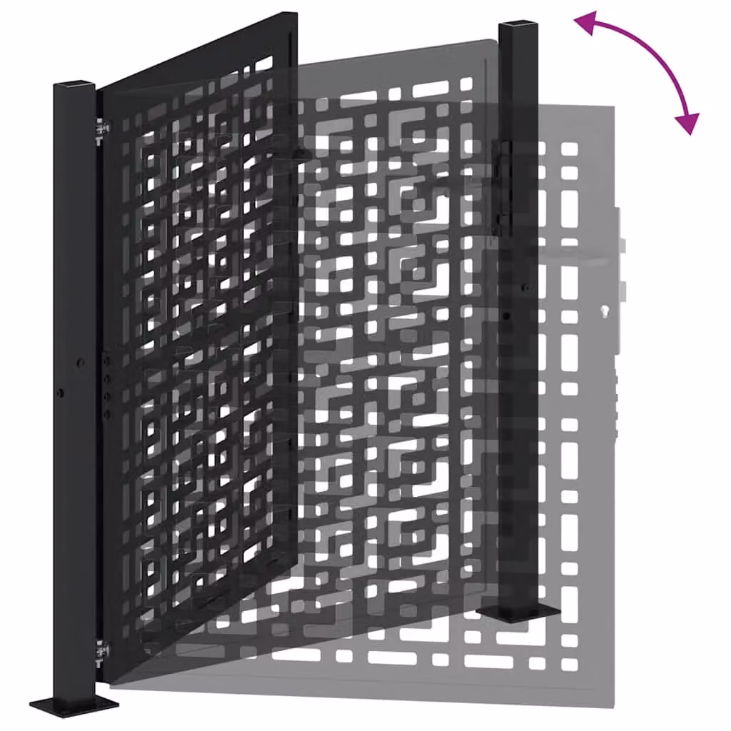 Berkfield Home Black Steel Garden Gate with Cross Design, W: 105 cm, H: 106 cm – 6