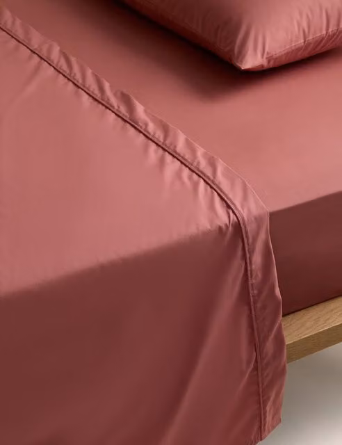 M&S Egyptian Cotton 230 Thread Count Plain Flat Sheet, Beige, W: 140 cm, L: 200 cm