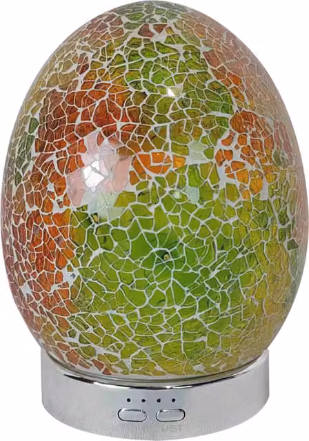 Aroma Haven Luxe Oval Citrine Glow Electric Tabletop Aroma Diffuser in Green and Multicolour Glass