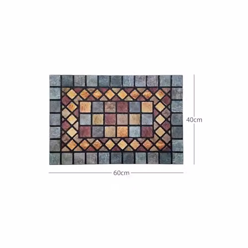Nicoman Heavy Duty Rubber Boot Scraper Doormat with Blue Border, W/D/H: 60 x 40 x 1 cm – 2