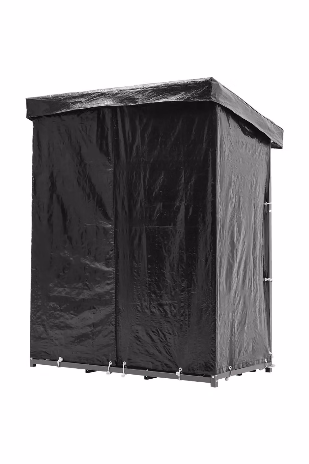 H&O Direct Outdoor Metal Gable Roof Firewood Rack in Black W/D/H: 109.7 x 70.1 x 145.0 cm – 2