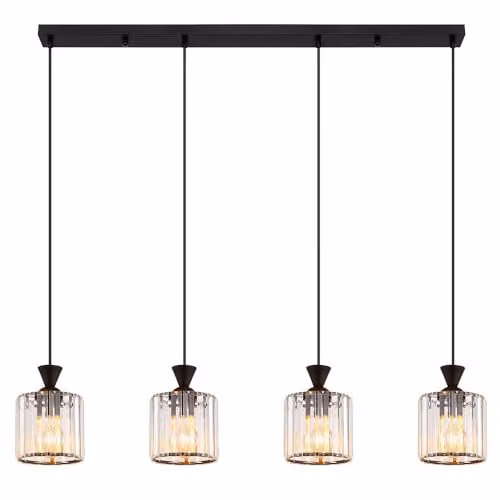 Globo Lighting Jordana Bar Pendant Lamp in Black Metal and Transparent Crystal, 4x E27, W/D/H: 13 x 13 x 120 cm – 5
