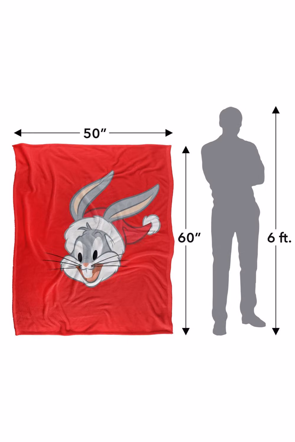 Warner Bros. Looney Tunes Bugs Bunny Santa Hat Super Soft Fleece Throw Blanket, Multicolour, W: 91 cm, D: 147 cm – 7
