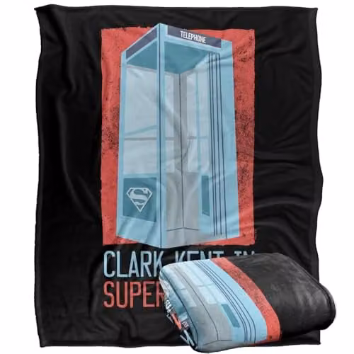 Warner Bros. Superman Phonebooth Clark Kent Silky Touch Super Soft Fleece Throw Blanket, Multicolour, W: 152 cm, D: 127 cm