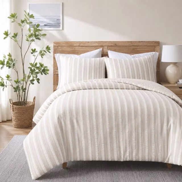 Ezysleep Woven Waffle Duvet Cover Set in Beige, 180 x 200 cm