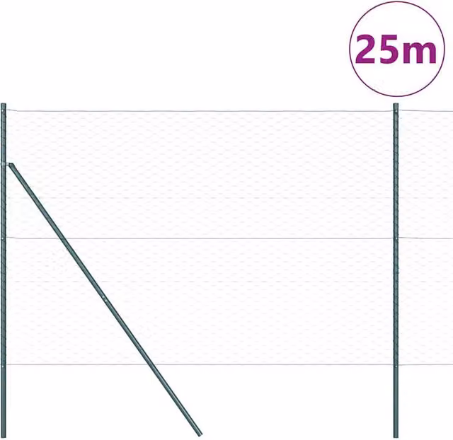 Berkfield Home Green Steel Hexagon Fence, 1.6 x 25 m