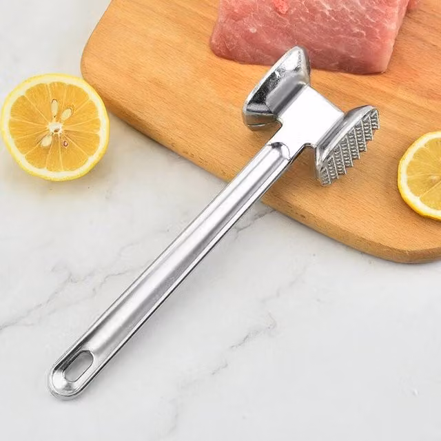 Havendro Large Cast Aluminium Meat Mallet for Steak and Chicken in Silver
