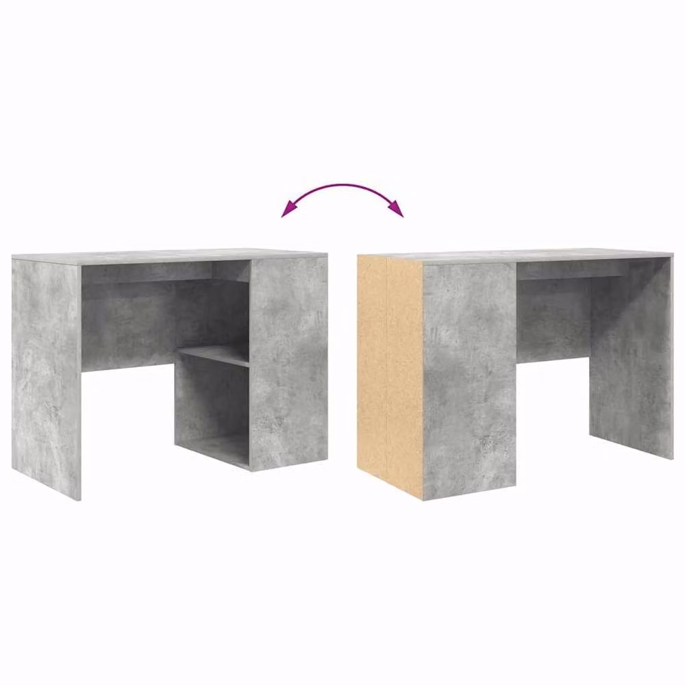Berkfield Home Writing Desk in Grey Wood Composite with Compact Storage – 4