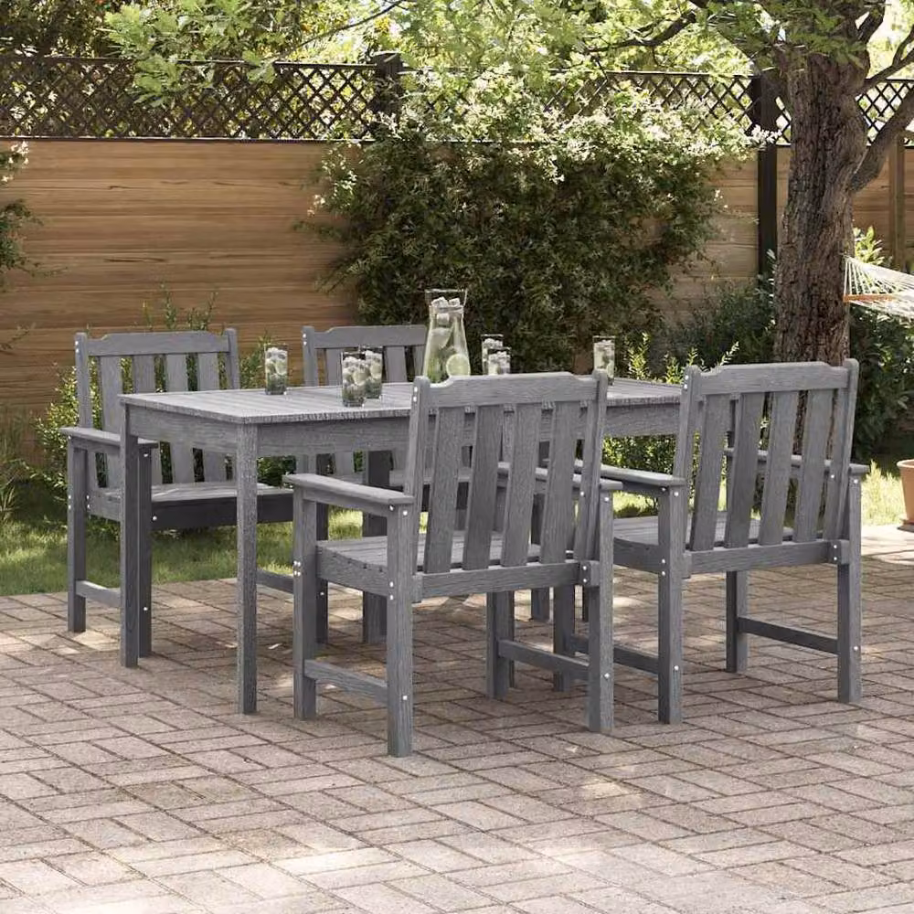 Berkfield Home Set of 4 Garden Dining Chairs in Light Grey, W/D/H: 65.5 x 55.5 x 88 cm – 2