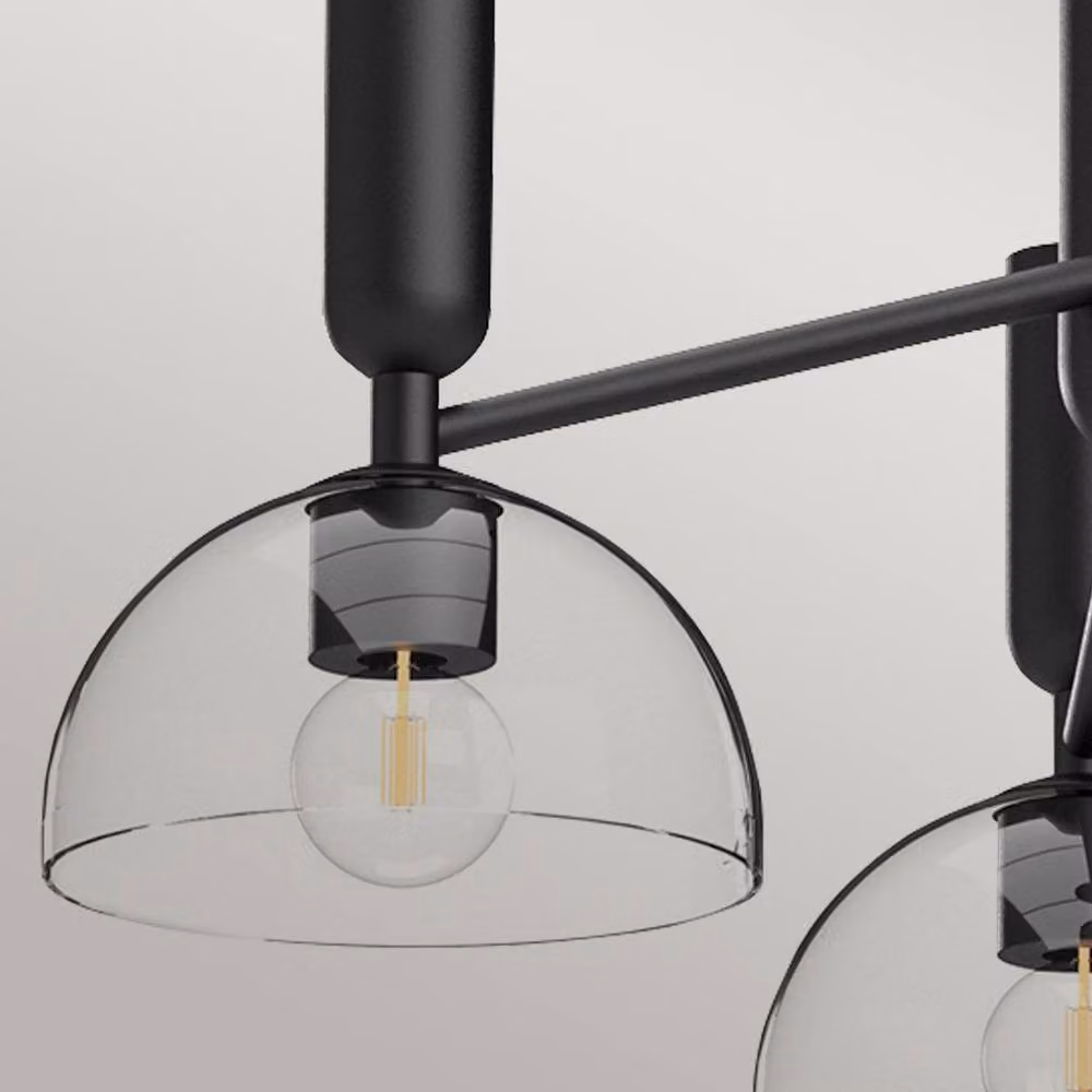 Netlighting Alora Mood Jude Multi Arm Pendant Light in Matt Black with 3x E27 Glass Domes – 2