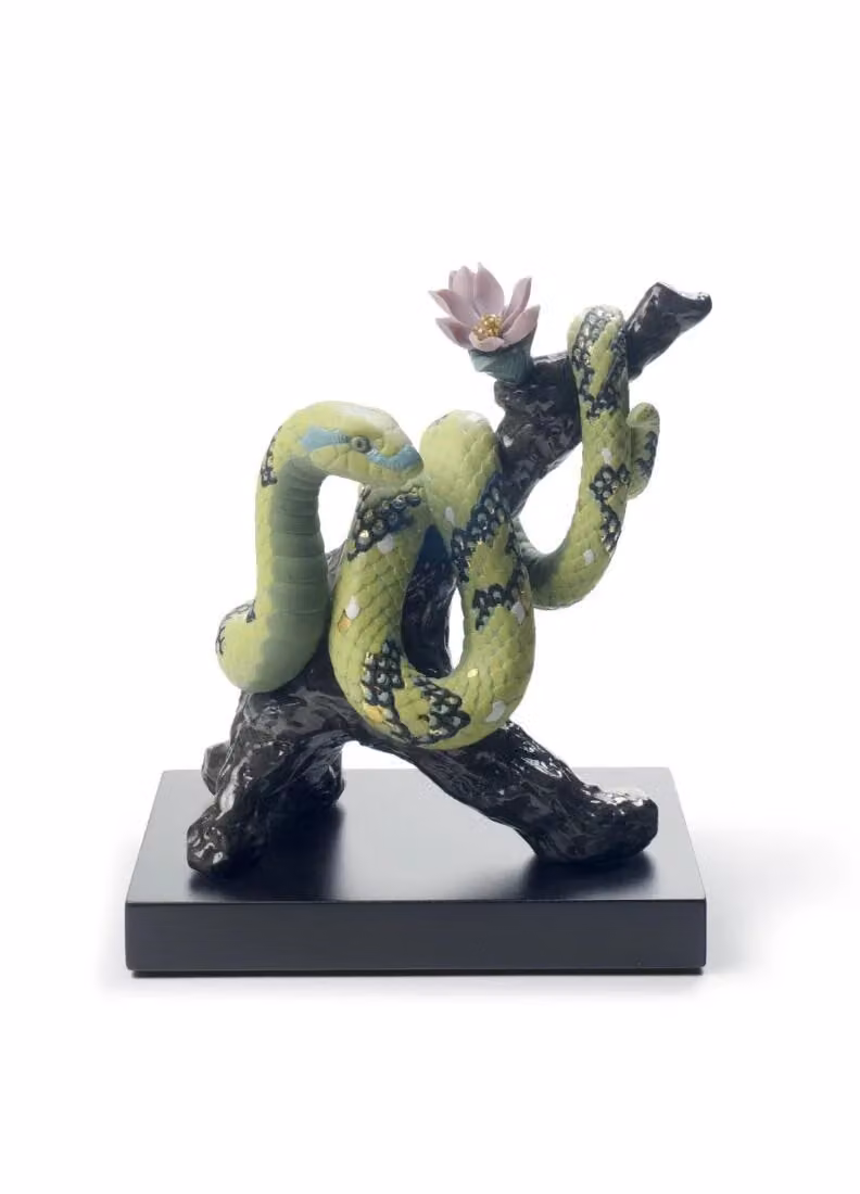 Lladró The Snake Limited Edition Green Porcelain Sculpture
