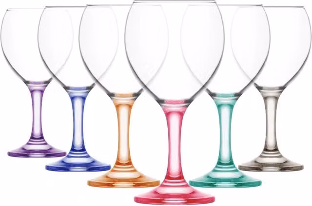 LAV Multicolour Misket Wine Glasses, 260 ml, Pack of 6