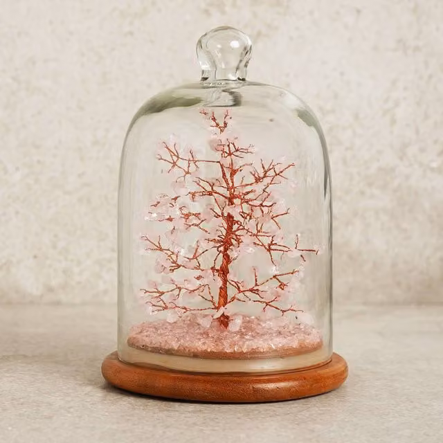 Serenity Rose Quartz Gemstone Dome Tree in Pink