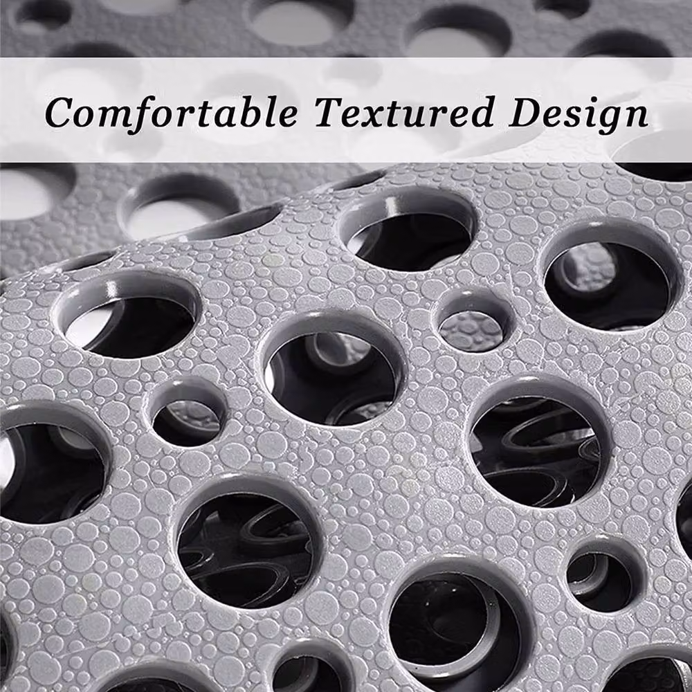 NESTLUNE Extra Large Non-Slip Grey Shower Mat for Bathtubs – 5