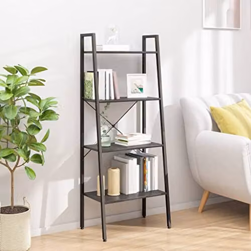 vidaXL 4-Tier Standing Shelf in Black, W/D/H: 56 x 35 x 140 cm – 2
