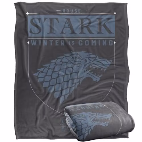 Warner Bros. Game of Thrones House Stark Sigil Super Soft Fleece Throw Blanket, Multicolour, W: 127 cm x D: 152 cm