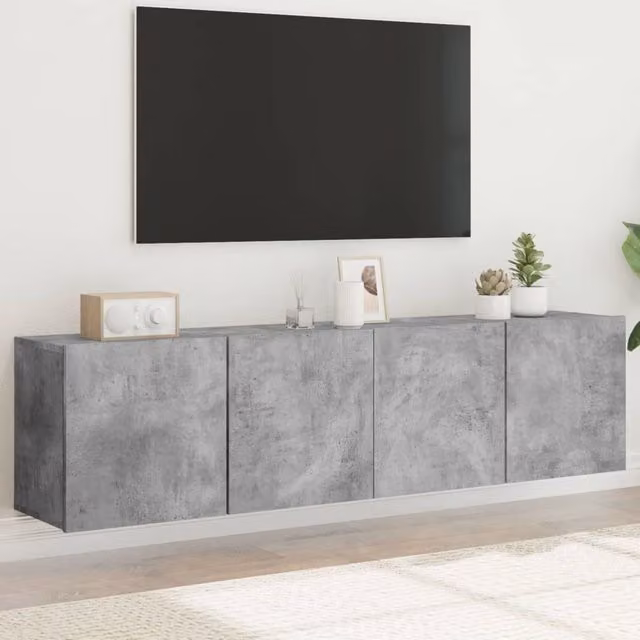 Berkfield Home Wall-mounted TV Cabinets, 2 Pieces, Concrete Grey, W: 80 cm, D: 30 cm, H: 41 cm