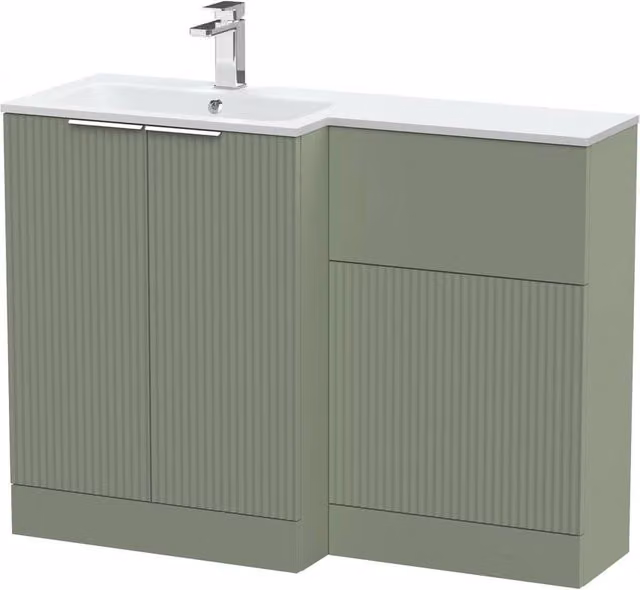 Balterley Tixall 2 Door Vanity WC Combi Unit with Stone Basin, Green, W: 110 cm