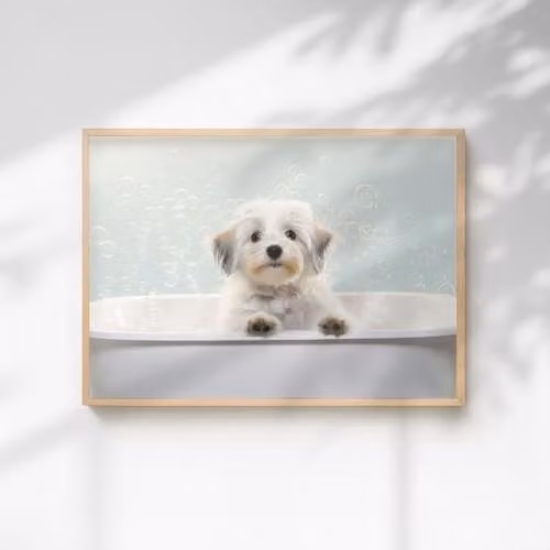 60 Second Makeover Havanese In The Bath Quirky Animal Print Paper Poster, A4