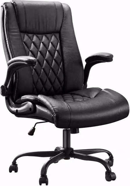 Huanuo Executive Office Chair in Black PU Leather with Height Adjustment and Headrest