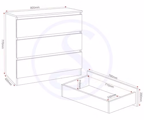 Seconique Malvern 3 Drawer Chest in White and Beige – 2