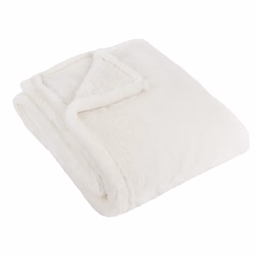 Riva Home Reversible Double-Face Faux Fur Throw in Beige and White, W/D/H: 150 x 200 cm – 1