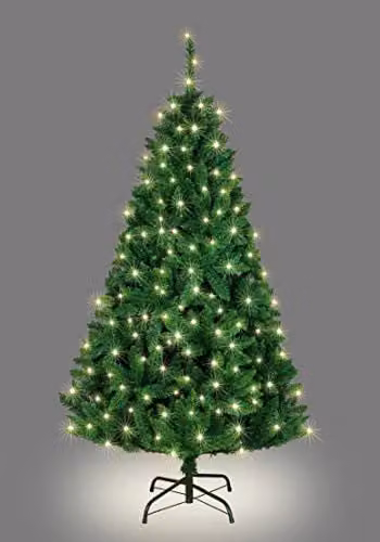 Shatchi 6ft Imperial Pine Artificial Christmas Tree with Warm White LEDs in Green