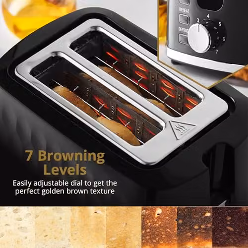 Swan Hexton Variable Width 2 Slice Toaster, 900W, Black with Chrome Accents, ST19037BLK – 3