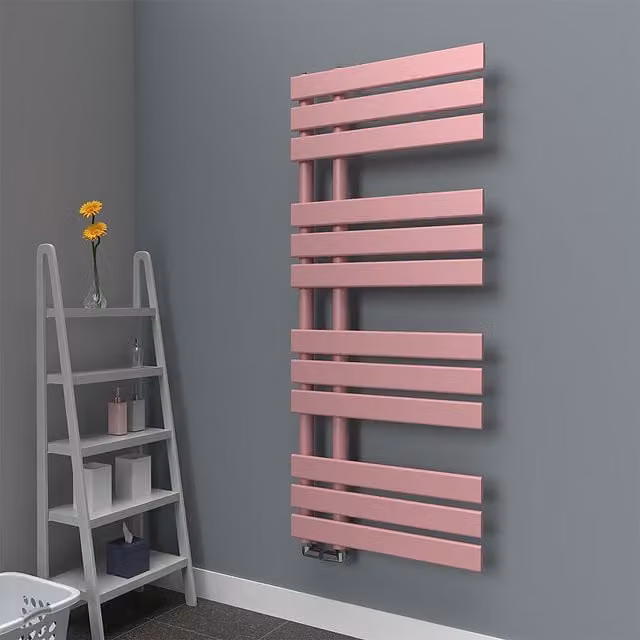 Lux Heat Open Flat Coloured Towel Radiator, Pink, H 118 cm x W 50 cm