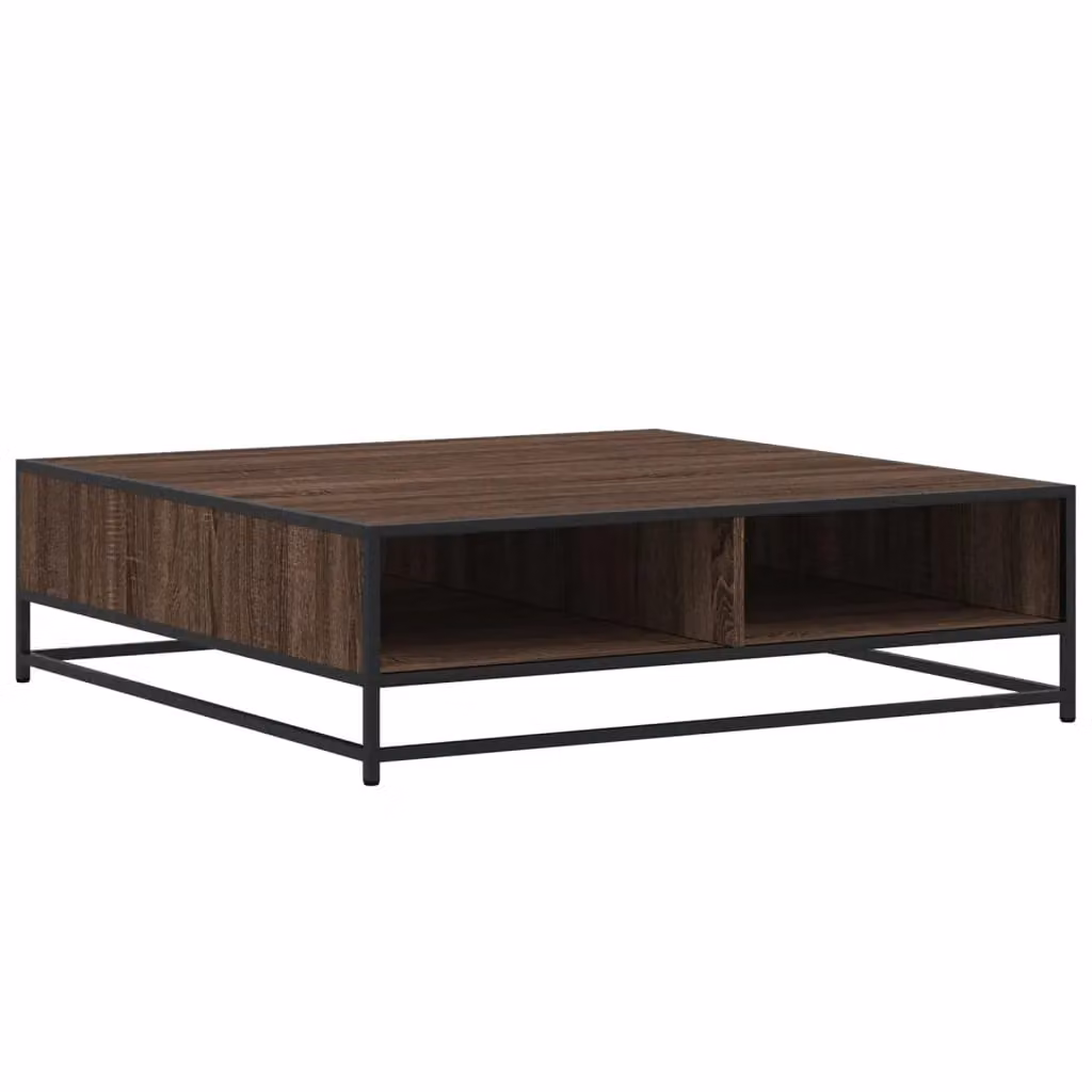 Berkfield Home Industrial Square Coffee Table in Brown Oak, W/D/H: 100 x 100 x 30 cm – 2