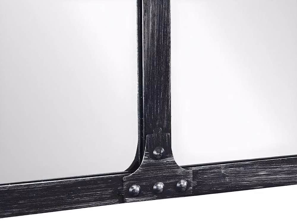 Vente-unique Maastricht Industrial Iron Window Mirror in Black, W: 140 cm, H: 75 cm – 4