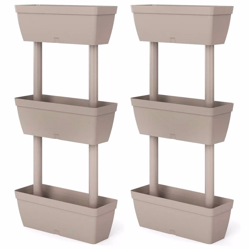 Berkfield Home Garden Planter Set of 6, Beige, 100 cm – 2