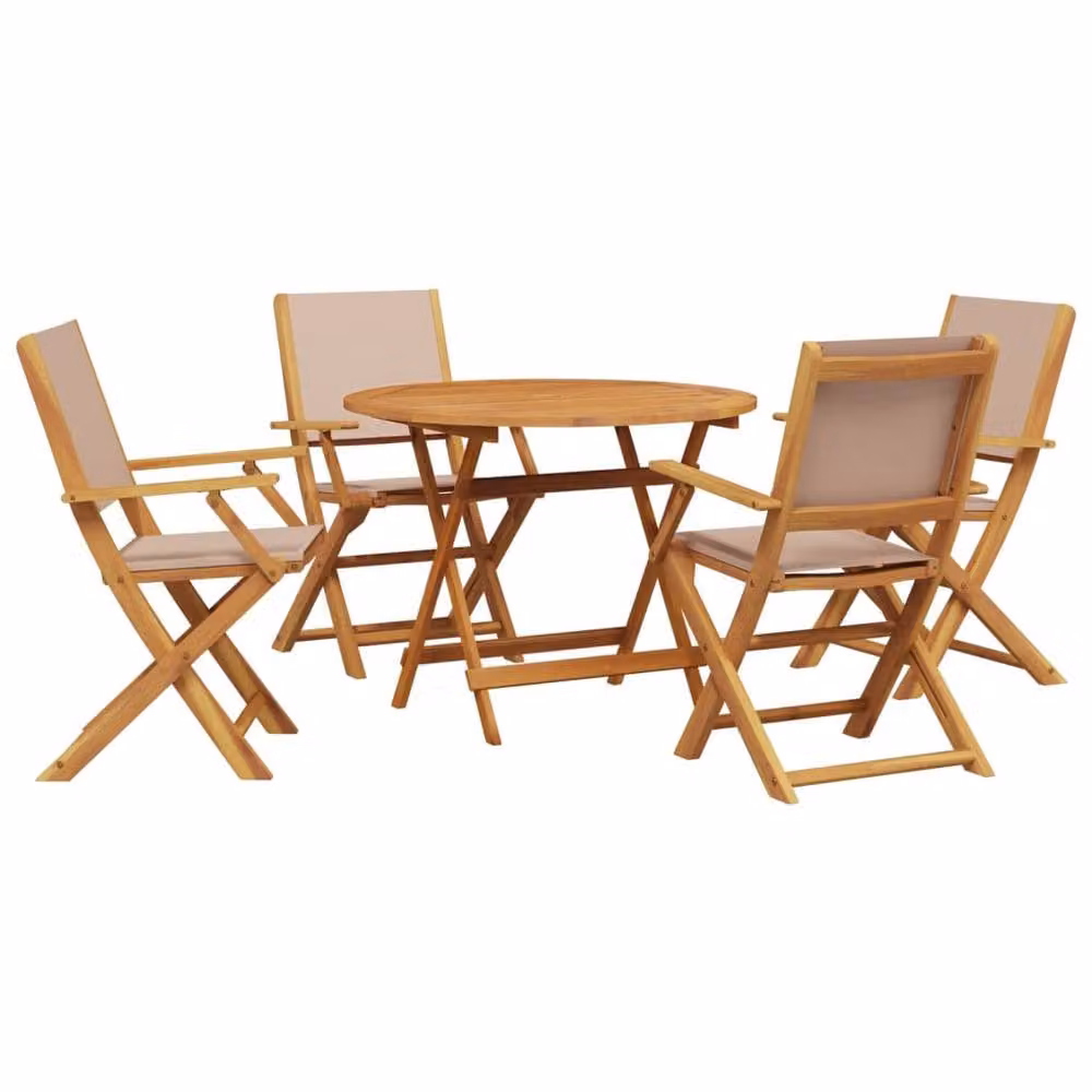 Berkfield Home 5 Piece Garden Dining Set in Taupe Beige Acacia Wood – 2