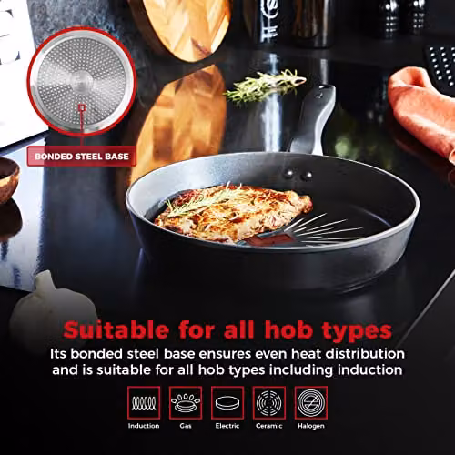 Tower SmartStart Forged Aluminium Non-Stick Frying Pan, Black, 32cm – 9