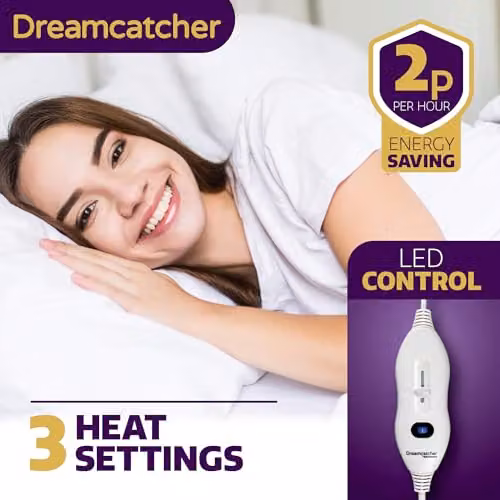 Dreamcatcher Single White Polyester Electric Heated Under Blanket with 3 Heat Settings, W/D/H: 90 x 190 cm – 4