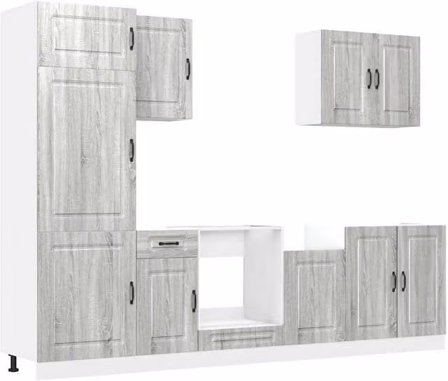 Berkfield Home Kalmar 7 Piece Modern Kitchen Cabinet Set in Grey Sonoma Engineered Wood
