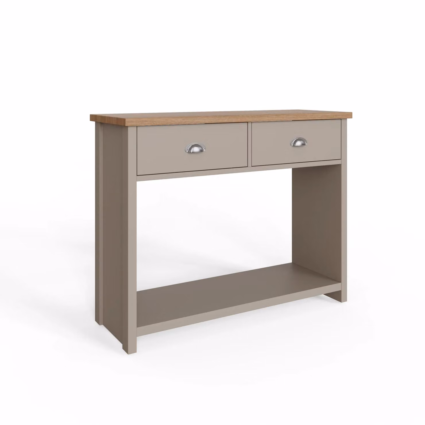 GFW Lancaster Modern Grey and Oak 2 Drawer Console Table W/D/H: 76.0 x 97.0 x 126.0 cm – 3